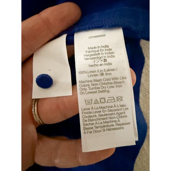 Madewell | NWT Curved-Neck Shell Tank in 100% Linen Bright Sapphire Blue | Sz 10 - Picture 9 of 10